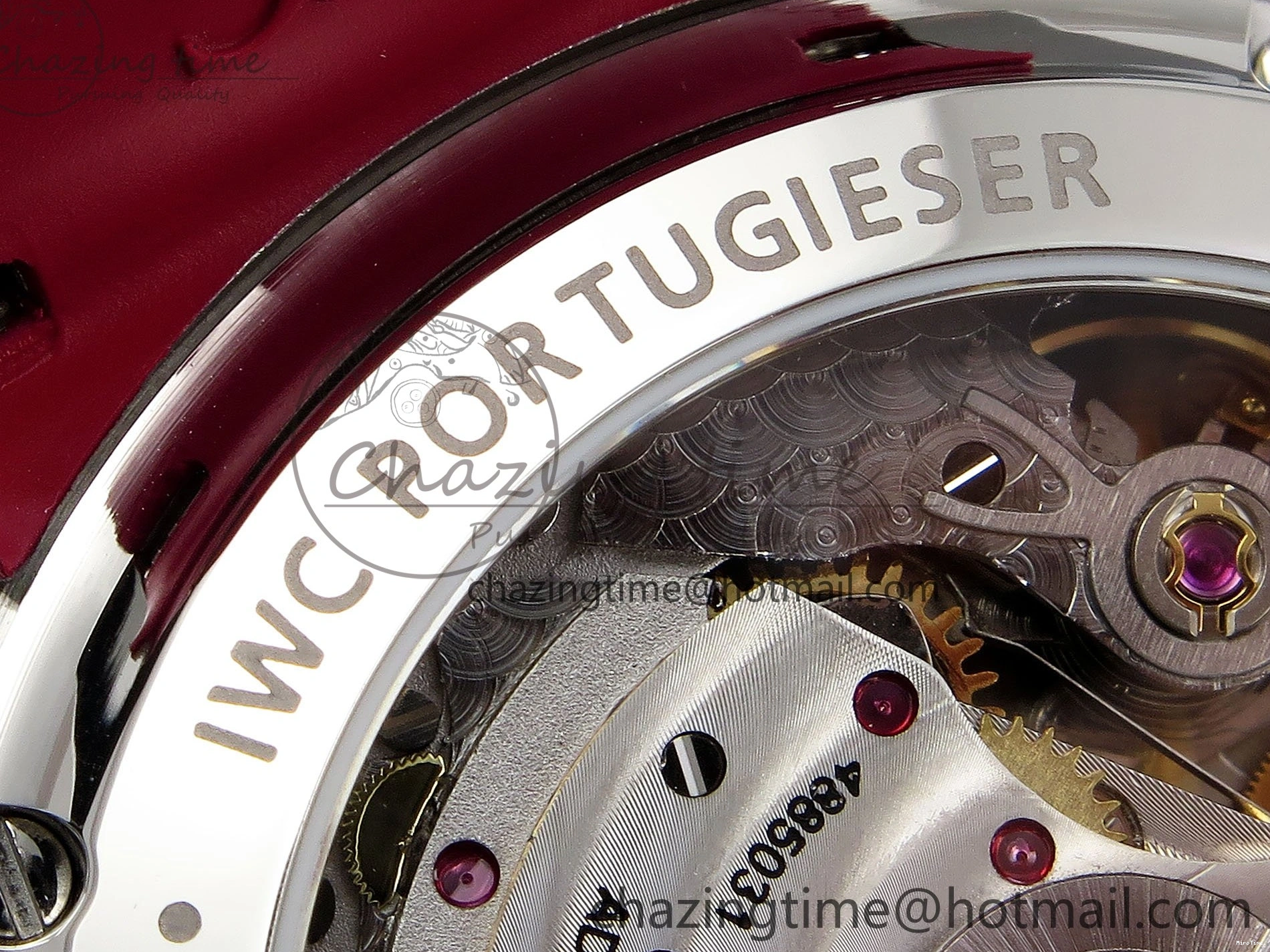 MIROTIME 0311 Reliable Portuguese Chrono IW3716 Z+F 1:1 Best Edition Red Dial on Red Rubber Strap A 7015